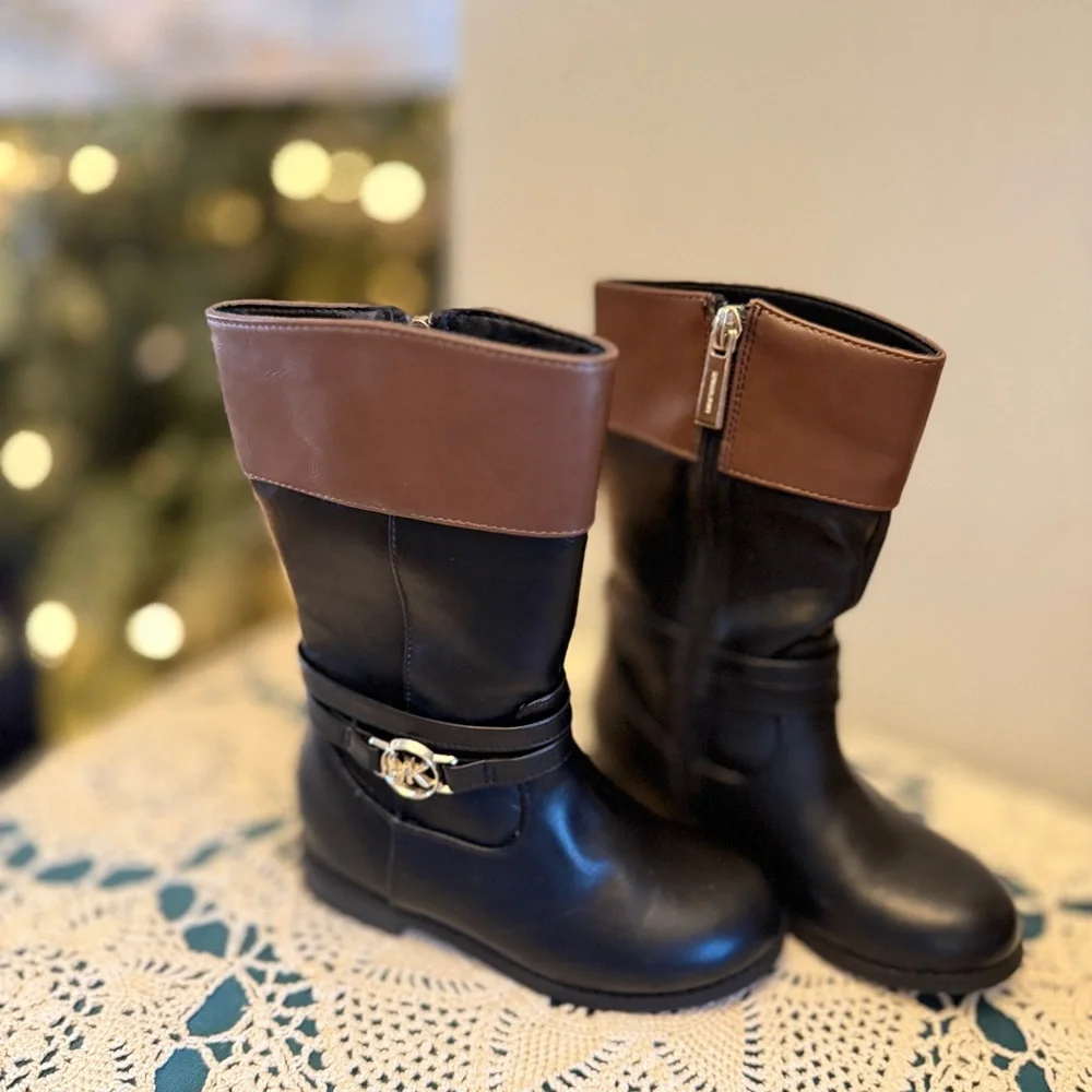 Michael Kors Two-Tone Black and Brown Boots - Picture 2 of 6